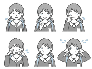 泣く表情の強弱　小学生女子