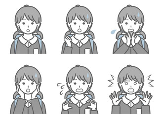 驚く表情の強弱　小学生女子