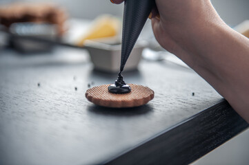 Fototapeta na wymiar The process of making handmade gingerbread, decortive details.