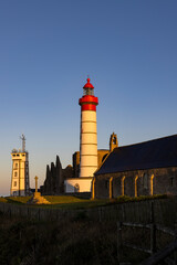 Fototapeta na wymiar Saint-Mathieu Lighthouse, Pointe Saint-Mathieu in Plougonvelin, Finistere, France