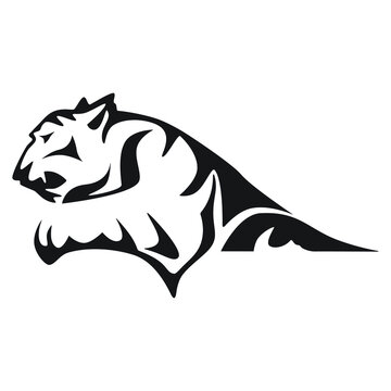 Tiger vector silhouette, white background

