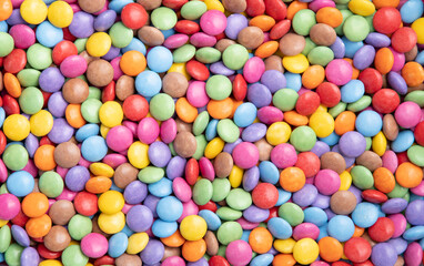 Texture of multi-colored round candies bright and colorful background, 