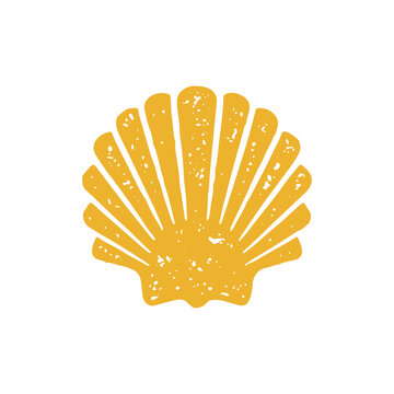 Romantic ornamental closed seashell with underwater mollusk yellow grunge texture vector