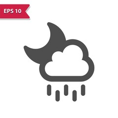 Raining Icon. Rain, Cloud, Moon, Night, Weather, Raindrop