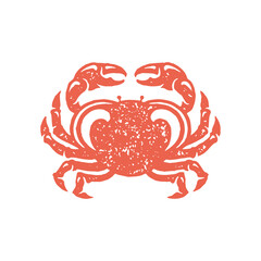 Natural nautical crab with pincers red hand drawn minimalist grunge texture vector illustration