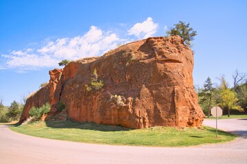 Big Rock at Red Rock Canyon State Park (SP) in the State of Oklahoma, USA