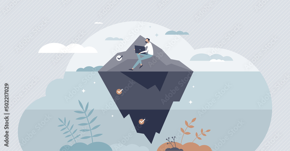 Aufkleber dark web, deep and visible websites content proportions tiny person concept. internet iceberg as hid
