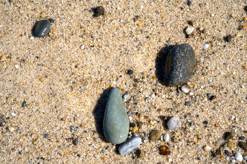 Cape Cod in springtime close up view of pebbles on the beach at Head of the Meadow