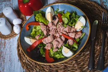 Tuna salad in a blue bow