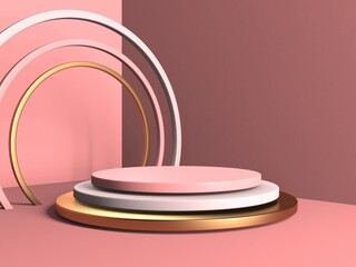 Abstract scene podium mockup. Award ceremony concept