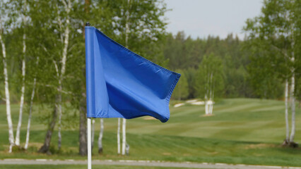 Blue flag waving over the sky. Blue flag waving on the wind