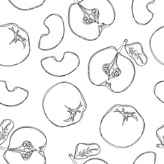 Hand draw seamless pattern with yellow quince on isolated white background.