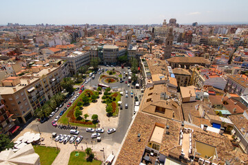 Fototapeta premium View of old town of Valencia from the tower Miguelete of Valencia Cathedral, Spain