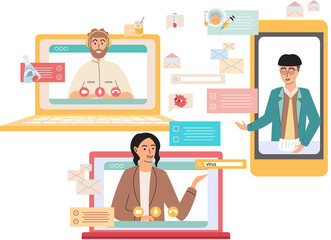 Virtual meeting, online consultation with doctor. Patient at remote reception at therapist with mobile telemedicine application. Doctor appointment, pharmacy app. Health care medical treatment