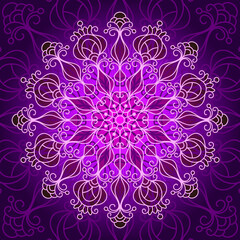 Bright circular purple pattern on a dark background. Vector image eps 10