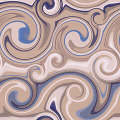 Fototapeta na wymiar Swirls and waves abstract seamless pattern. Beige stylish illustration for textile, print, wallpaper