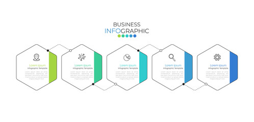 Modern infographic Timeline template can be used for workflow layout, diagram, number options, web design. Infographic business concept with 5 option, parts, steps or processes.
