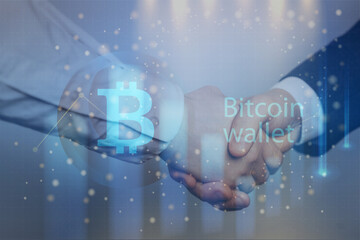 handshake of two men. Crypto business concept. 