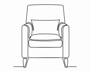 continuous line drawing of spacious modern armchair