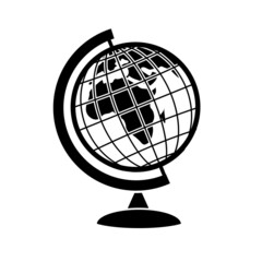 Globe icon. Scientific guide. Model of the planet earth for teaching at school. Image of space with spherical coordinates. Science simple style detailed logo vector illustration isolated