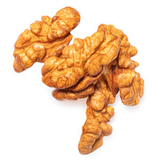 Walnut Isolated. Walnut kernel Nut  on white background. Top view. Flat lay.