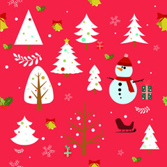 Flat Christmas seamless pattern, Flat vector illustration