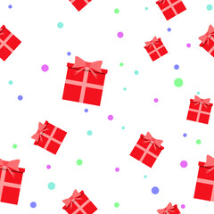 Gift box seamless Pattern Background, Flat Christmas Vector illustration