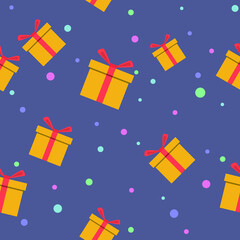 Gift box seamless Pattern Background, Flat Christmas Vector illustration