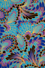 Colorful auspicious fabric pattern for backgrounds and decorations.