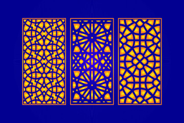 Decorative islamic Abstract Seamless Die Cut Floral Pattern Laser Cut Panels Gold Template