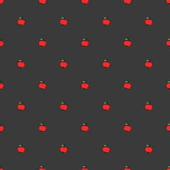 Apples pattern. seamless doodle pattern with red apples. vector illustration with red apples on grey background