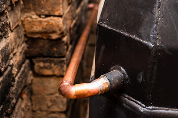 Installation of copper pipes for water supply to the fireplace.
