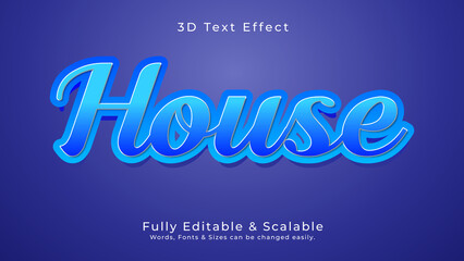 House 3D Vector Text Effect Fully Editable High Quality