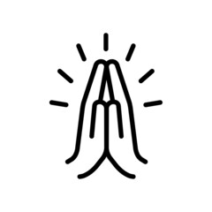 Pray icon vector illustration in outline style. Request symbol