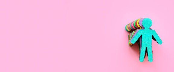 Colored figurines and empty space. Diversity abstract idea.