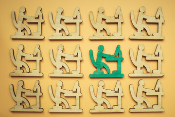 Figurines in the workplace. Impostor syndrome concept.