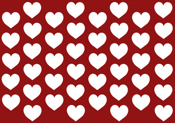 Heart print, white heart, red background, valentine love