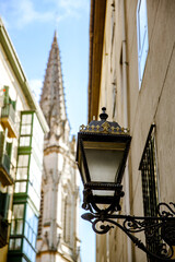 Vintage street lantern in Bilbao, Spain.