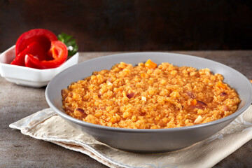 Lentil stew with onion and tomato sauce
