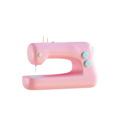 3d render soft pink sewing machine with transparent background