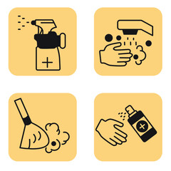 Disinfection and cleaning icons set . Disinfection and cleaning pack symbol vector elements for infographic web