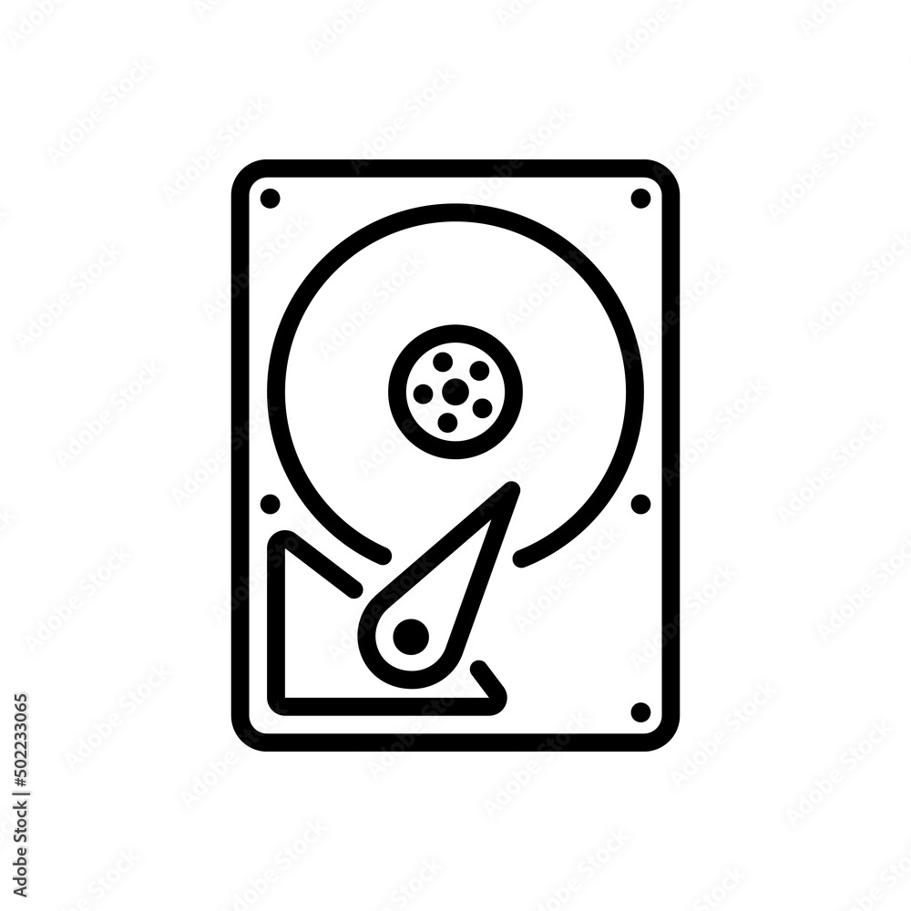 Poster hard disk icon. storage of information. solid-state drive. computer equipment. vector sign in simple