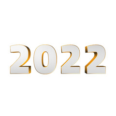 Year 2022 3D White and Gold Text