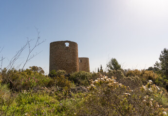 Old windmills, typical of the Spanish Levante area.