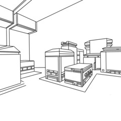 illustration of city building house town  sketch