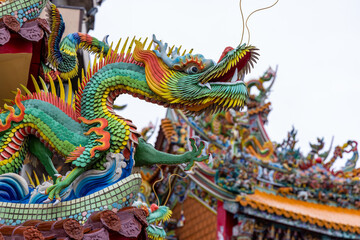Fototapeta na wymiar Asian dragon on a temple roof