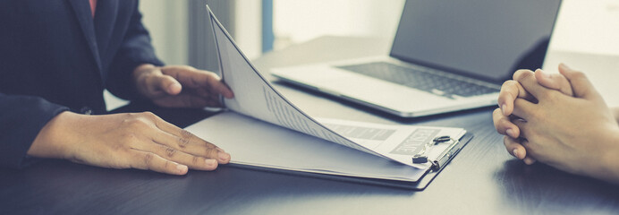 Employer or HR department is reading the resume and interviewing the ability of new employees,...