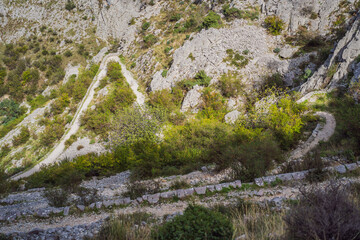 Montenegro. Bay of Kotor, Gulf of Kotor, Boka Kotorska and walled old city. Fortifications of Kotor...
