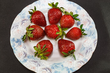 Sweet Strawberries in a plate close-up