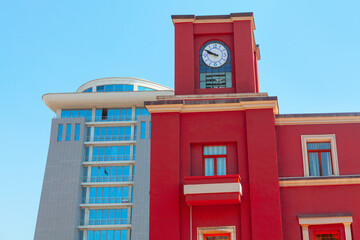 Durres Albania Town Hall . Bashkia Durres . Tower clock building